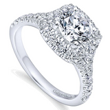 14K White Gold Kennedy Round Halo Diamond Engagement Ring