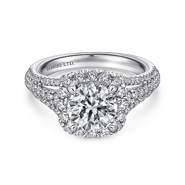 18K White Gold Gramercy Round Halo Diamond Engagement Ring
