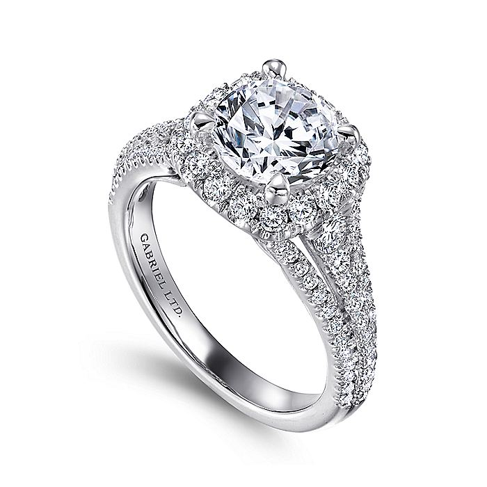 18K White Gold Gramercy Round Halo Diamond Engagement Ring