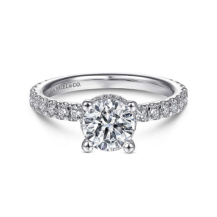 14K White Gold Alina Hidden Halo Round Diamond Engagement Ring