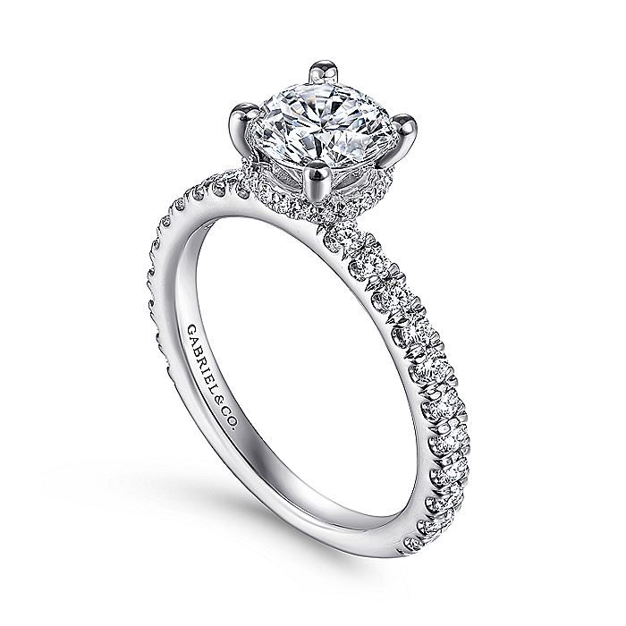 14K White Gold Alina Hidden Halo Round Diamond Engagement Ring