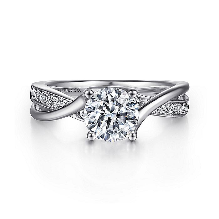 14K White Gold Aleesa Round Bypass Diamond Engagement Ring