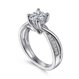 14K White Gold Aleesa Round Bypass Diamond Engagement Ring