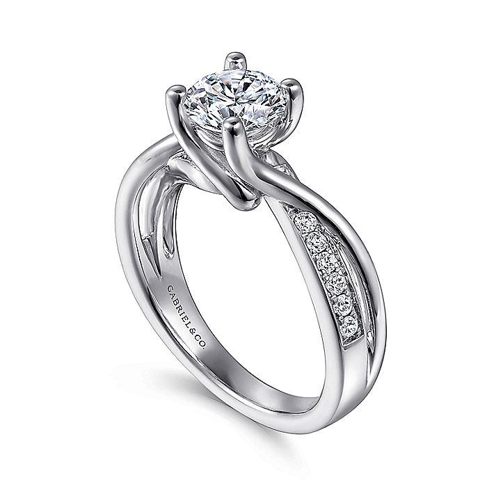 14K White Gold Aleesa Round Bypass Diamond Engagement Ring