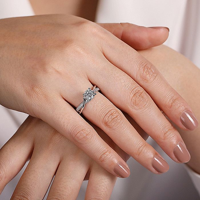 14K White Gold Aleesa Round Bypass Diamond Engagement Ring