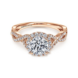 14K Rose Gold Marissa Halo Round Diamond Engagement Ring