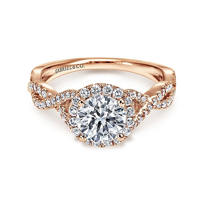 14K Rose Gold Marissa Halo Round Diamond Engagement Ring