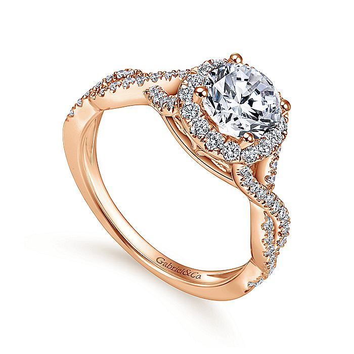 14K Rose Gold Marissa Round Halo Diamond Engagement Ring
