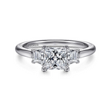 14K White Gold ‘Harbor’ Princess Cut Three Stone Diamond Engagement Ring