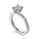 14K White Gold Luca Art Deco Inspired Hidden Halo Round Diamond Engagement Ring