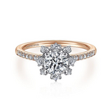 14K Rose And White Gold ‘Niccola’ Round Halo Diamond Engagement Ring