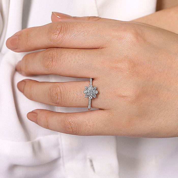 14K Rose And White Gold ‘Niccola’ Round Halo Diamond Engagement Ring
