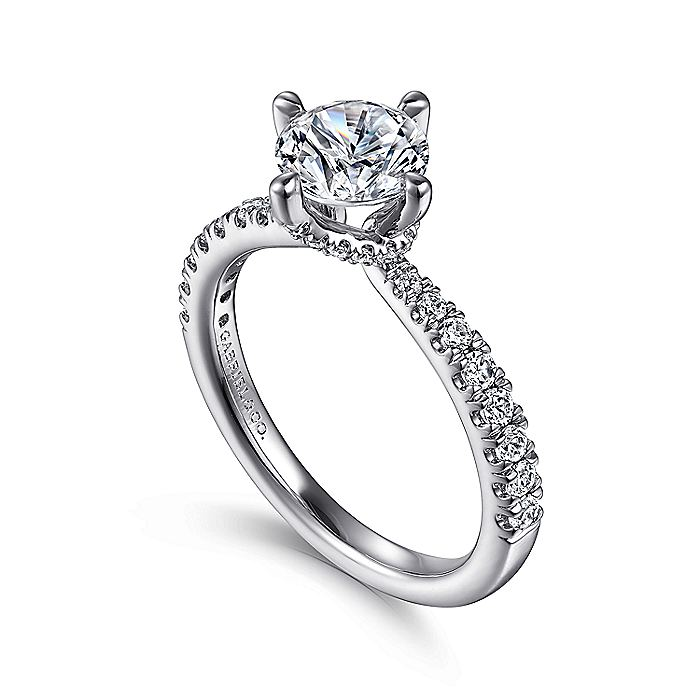 14K White Gold Ada Hidden Halo Round Diamond Engagement Ring