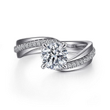 14K White Gold Furay Bypass Round Diamond Engagement Ring