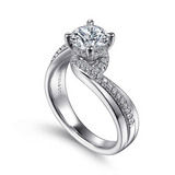 14K White Gold Furay Bypass Round Diamond Engagement Ring