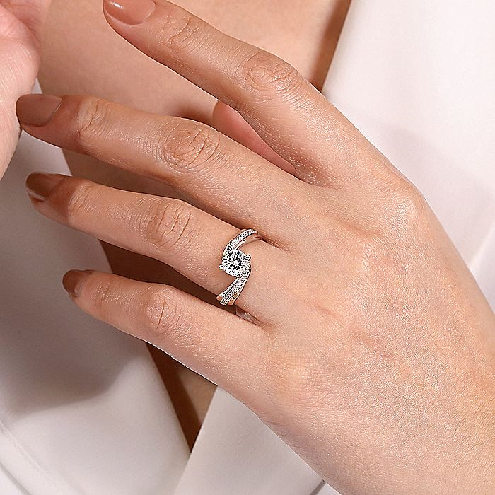 14K White Gold ‘Furay’ Bypass Round Diamond Engagement Ring
