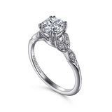 14K White Gold ‘Celia’ Split Shank Round Diamond Engagement Ring