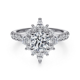 14K White Gold ‘Astor’ Starburst Diamond Engagement Ring