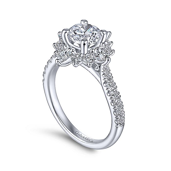 14K White Gold ‘Astor’ Starburst Diamond Engagement Ring