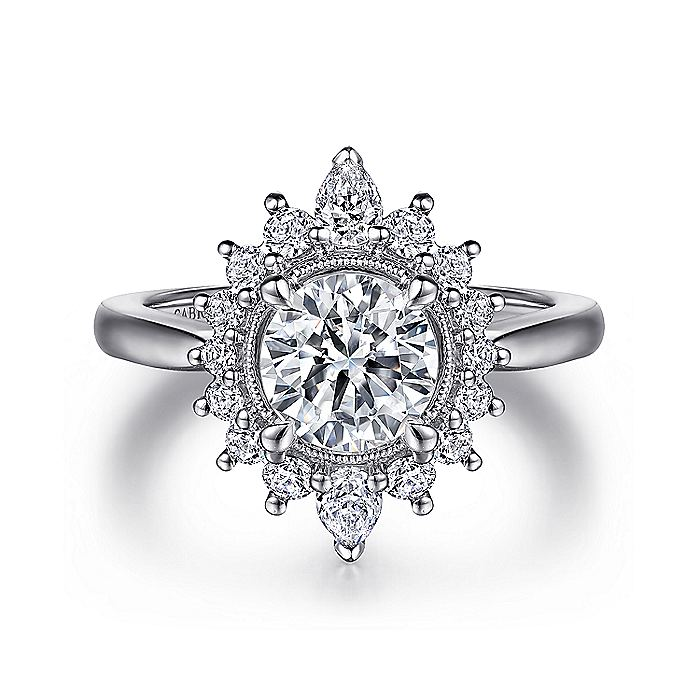 14K White Gold ‘Heidi’ Fancy Halo Diamond Engagement Ring
