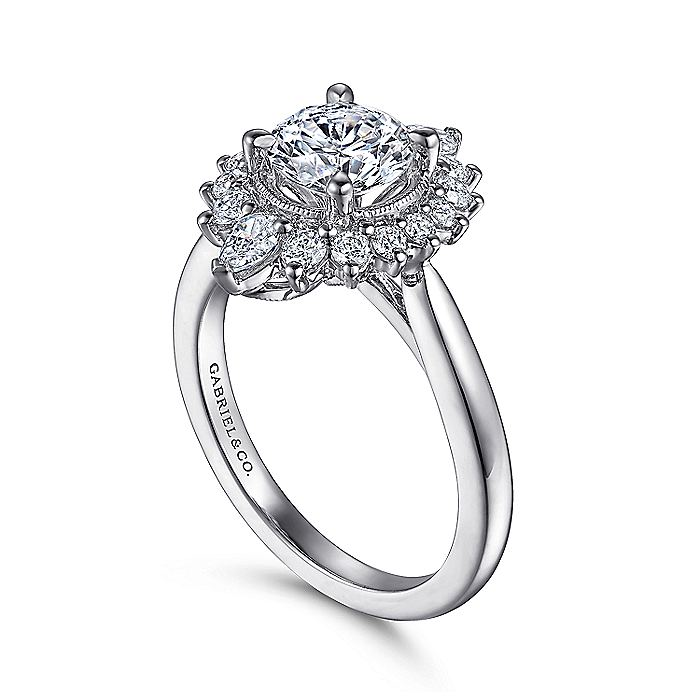 14K White Gold ‘Heidi’ Fancy Halo Diamond Engagement Ring