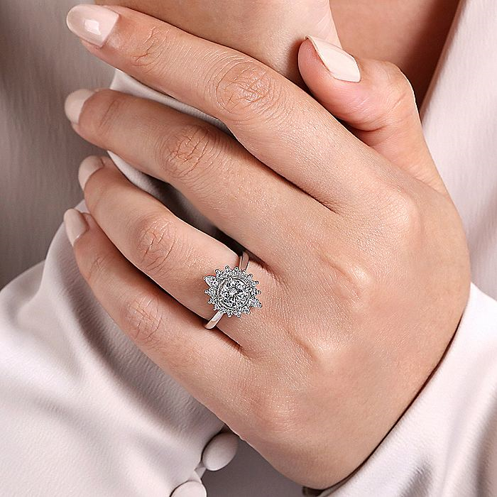 14K White Gold ‘Heidi’ Fancy Halo Diamond Engagement Ring