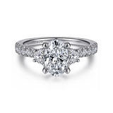 14K White Gold Isabel Three Stone Oval Diamond Engagement Ring