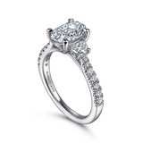 14K White Gold Isabel Three Stone Oval Diamond Engagement Ring