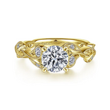 14K Yellow Gold ‘Lena’ Floral Round Diamond Engagement Ring
