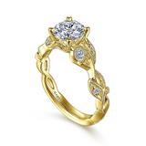 14K Yellow Gold ‘Lena’ Floral Round Diamond Engagement Ring