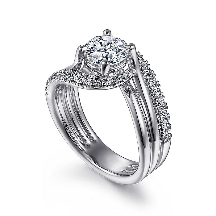 14K White Gold ‘Alzbeta’ Bypass Round Diamond Engagement Ring