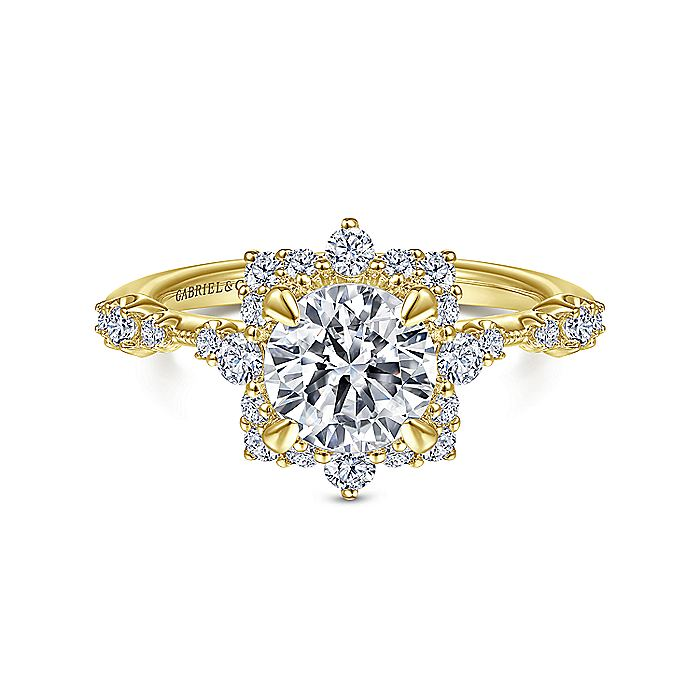 14K Yellow Gold ‘Idalia’ Fancy Halo Round Diamond Engagement Ring