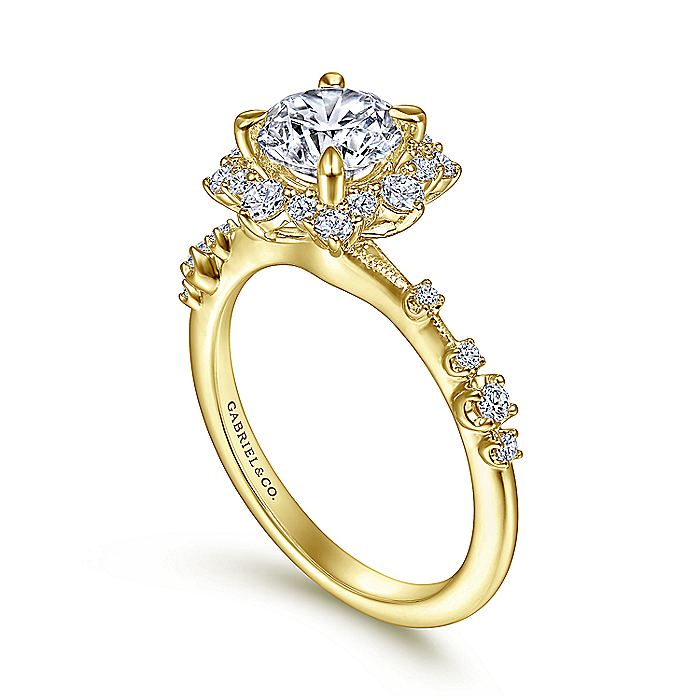 14K Yellow Gold ‘Idalia’ Fancy Halo Round Diamond Engagement Ring