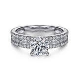 14K White Gold Uliana Wide Band Round Diamond Engagement Ring