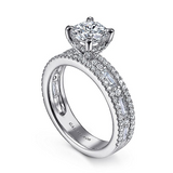 14K White Gold ‘Uliana’ Wide Band Round Diamond Engagement Ring