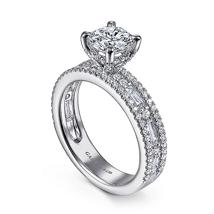 14K White Gold Uliana Wide Band Round Diamond Engagement Ring