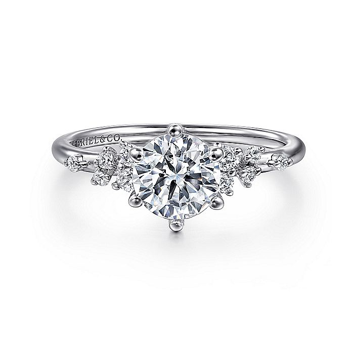 14K White Gold ‘Reena’ Round Diamond Engagement Ring