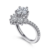 14K White Gold ‘Estella’ Chevron Round Diamond Engagement Ring
