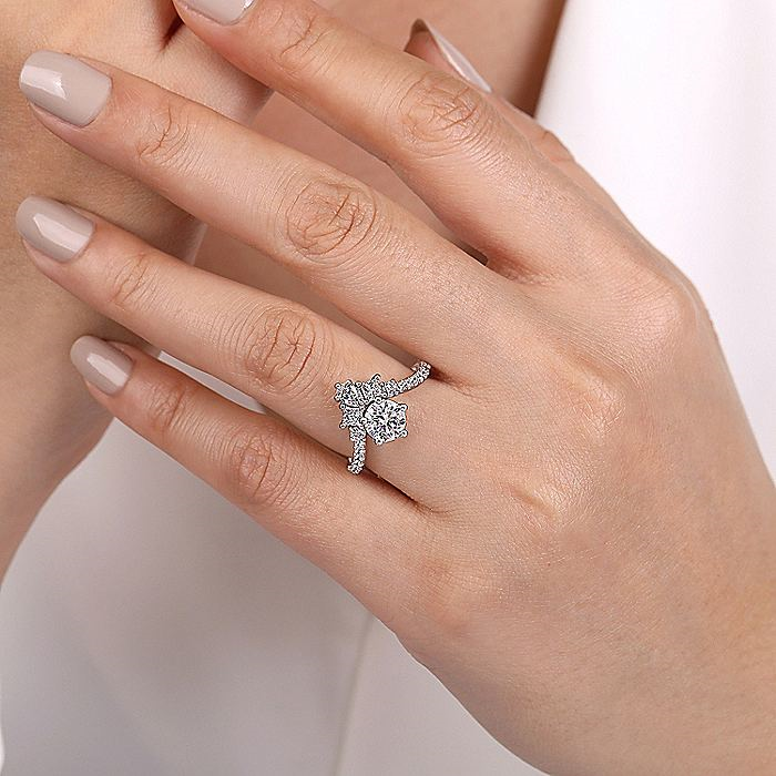 14K White Gold ‘Estella’ Chevron Round Diamond Engagement Ring