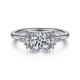 14K White Gold ‘Elayna’ Three Stone Cluster Diamond Engagement Ring