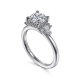 14K White Gold ‘Elayna’ Three Stone Cluster Diamond Engagement Ring