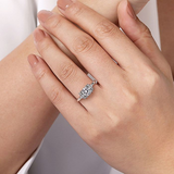 14K White Gold ‘Elayna’ Three Stone Cluster Diamond Engagement Ring
