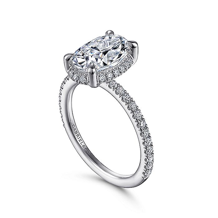 14K White Gold Hart Hidden Halo Oval Diamond Engagement Ring