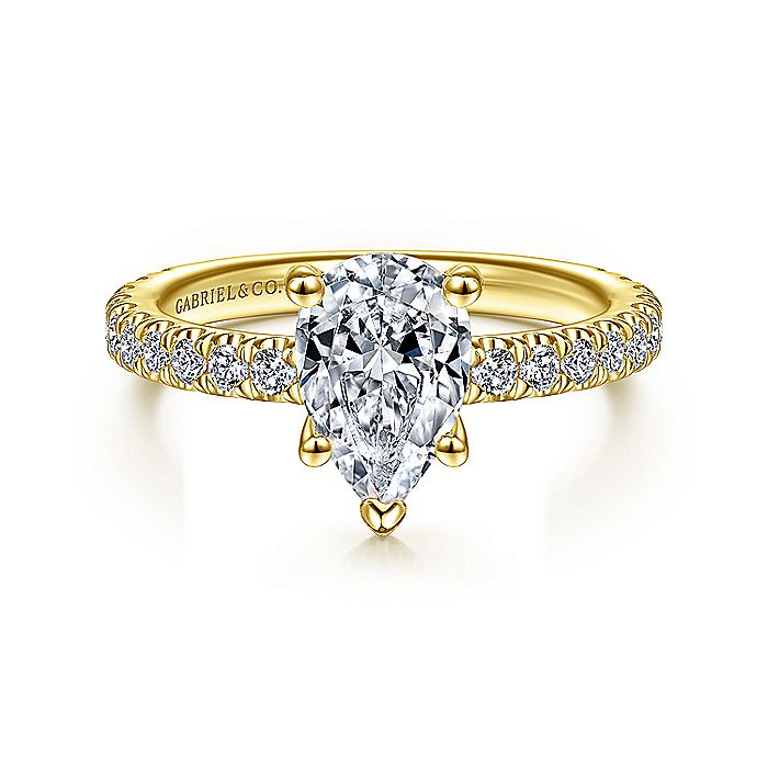 14K Yellow Gold Alina Hidden Halo Pear Diamond Engagement Ring