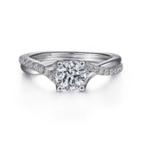 14K White Gold Leigh Twist Round Diamond Engagement Ring