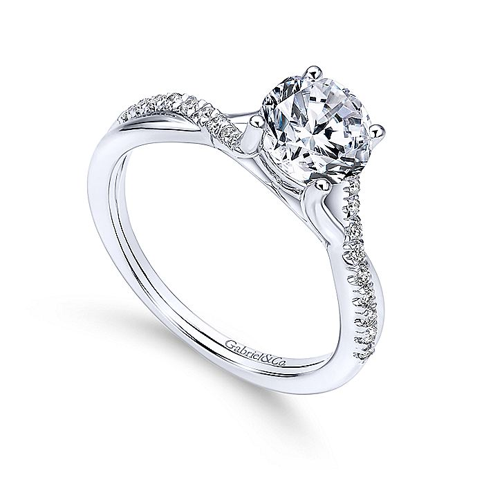 14K White Gold Leigh Twist Round Diamond Engagement Ring