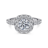 14K White Gold Skylar Halo Cushion Diamond Engagement Ring