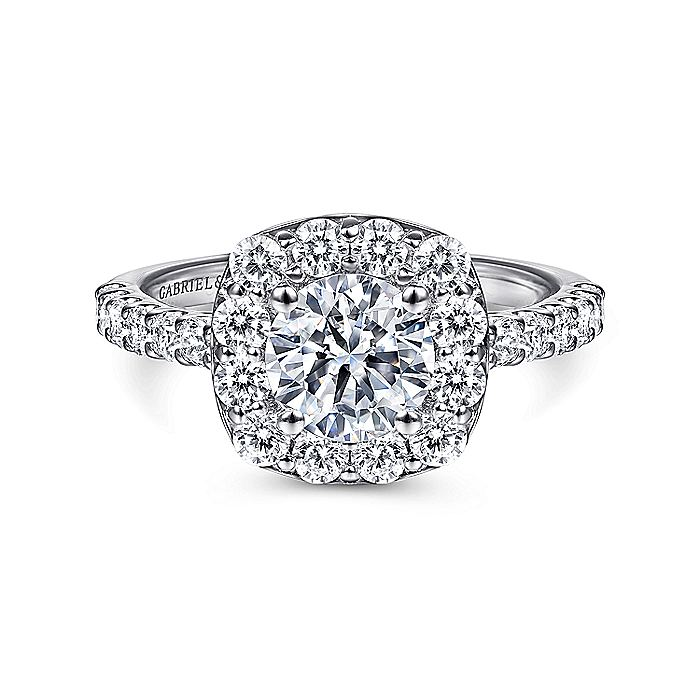14K White Gold Skylar Halo Cushion Diamond Engagement Ring