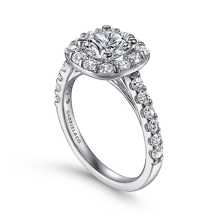 14K White Gold Skylar Halo Cushion Diamond Engagement Ring