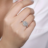 14K White Gold Skylar Halo Cushion Diamond Engagement Ring